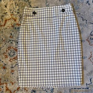 DKNY Black, White, and Yellow Checkered Pencil Skirt